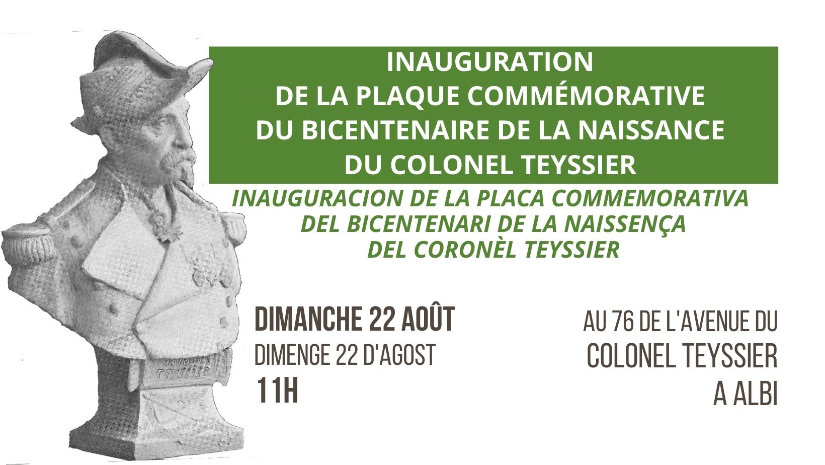 Lire la suite à propos de l’article Inauguracion de la placa commemorativa del bicentenari de la naissença del Coronèl Teyssier